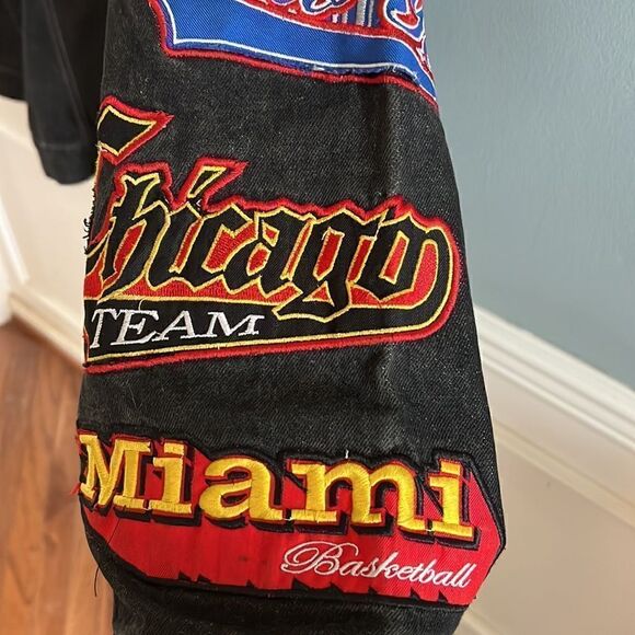 Men’s Regal Wear 2XL Vintage NBA Basketball black denim jean jacket ~ RARE! - Picture 7 of 14